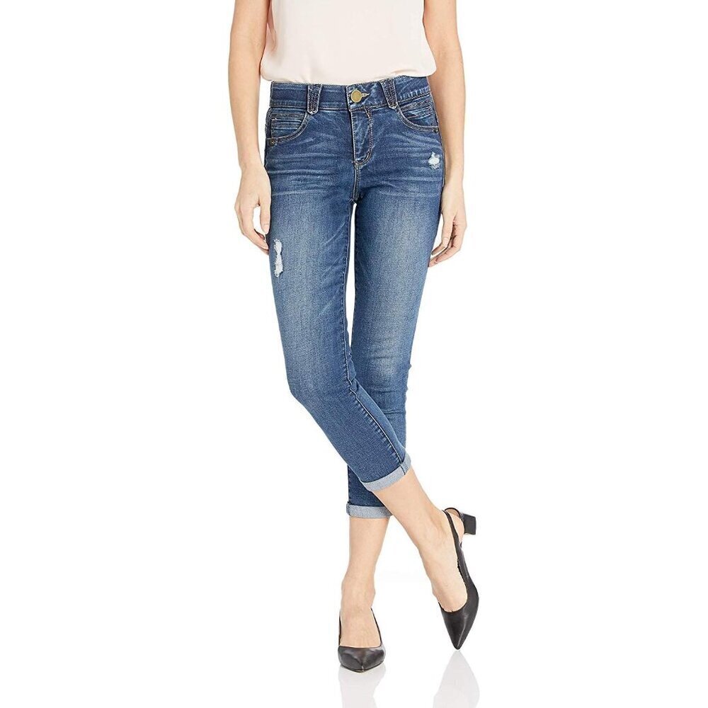 Women's Ab Solution Crop Jean Soft Denim Slimming Panels Size 8 Casual